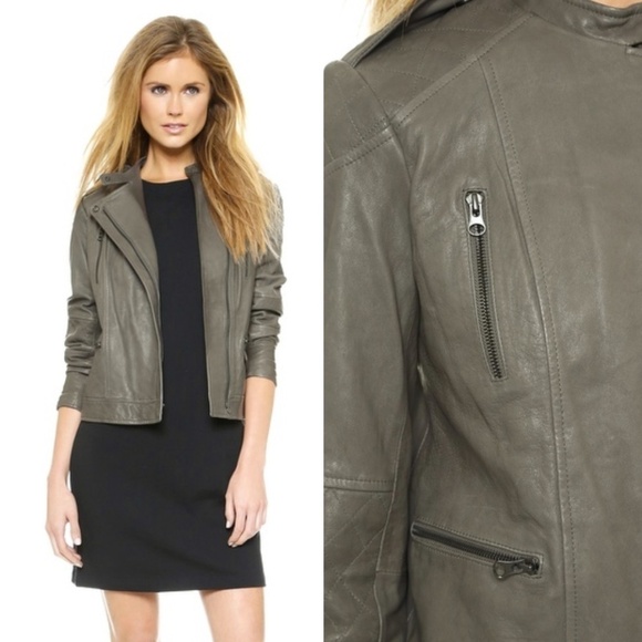 Vince Jackets & Blazers - VINCE Quilted Sleeve Leather Moto Jacket